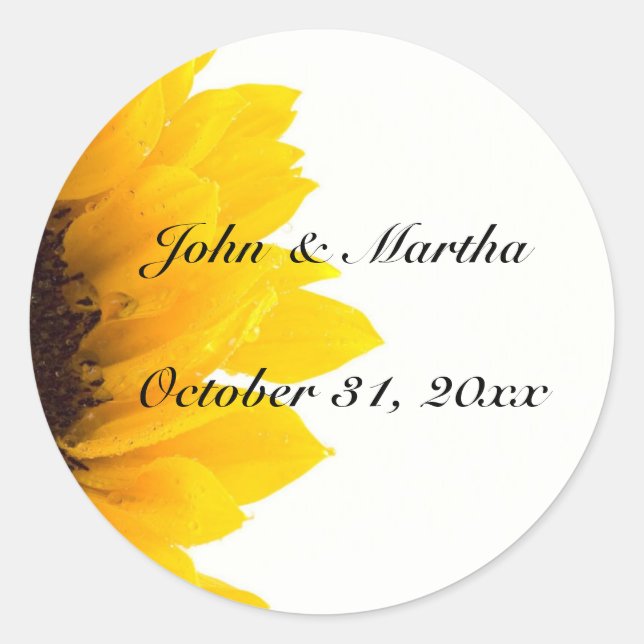 Sunflower template classic round sticker (Front)