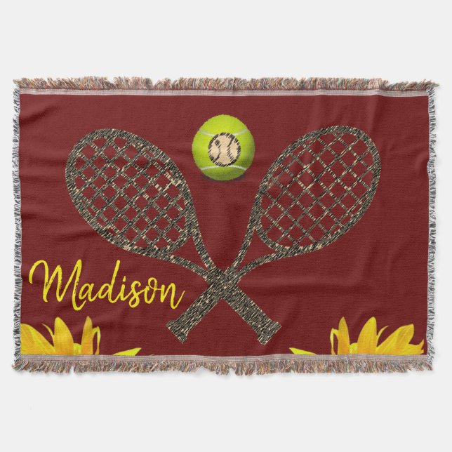 Sunflower Tennis Throw Blanket (Front)