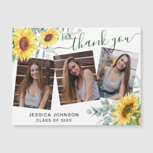 Sunflower Thank You 3 PHOTO Graduate Magnetic Card
