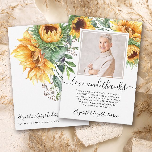Sunflower Thank You Bereavement Floral Photo Card (Creator Uploaded)