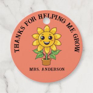 Sunflower thank you for helping me grow teacher favour tags