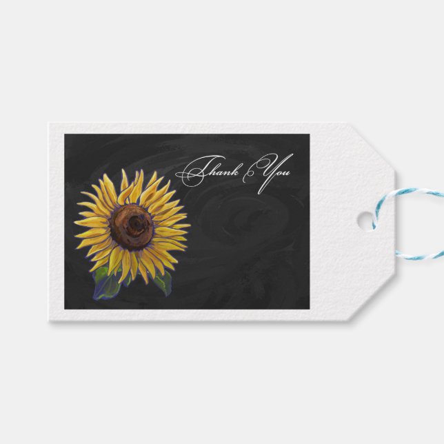 Sunflower Thank You Gift Tags (Front (Horizontal))
