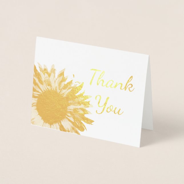 Sunflower Thank You Note Foil Card (Front)