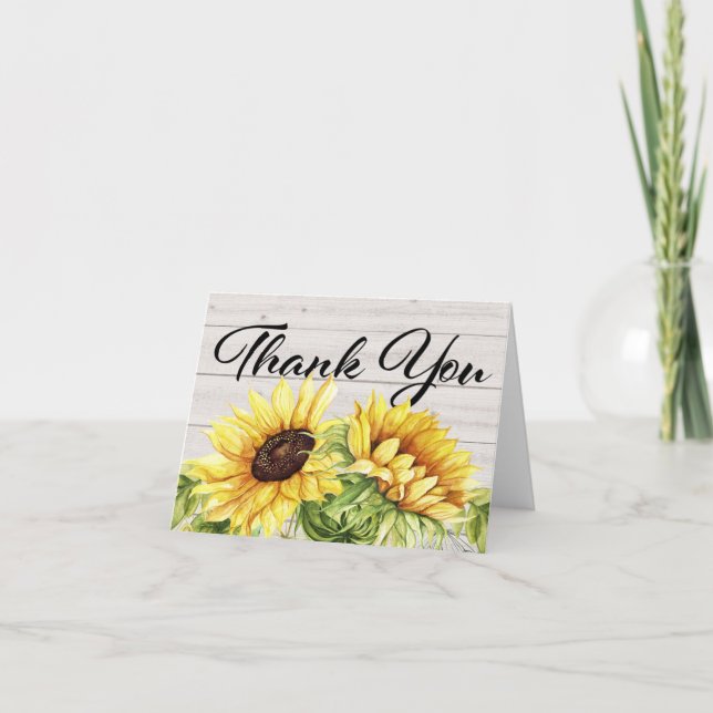 Sunflower Thank You or Blank Note Card (Front)