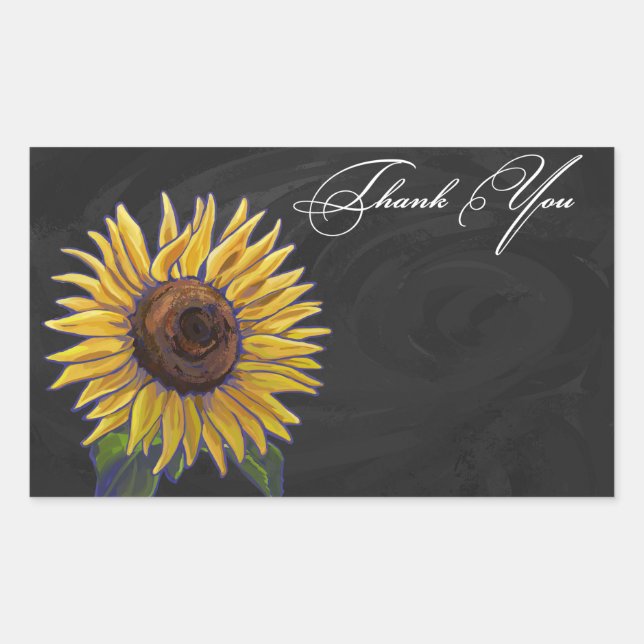 Sunflower Thank You Rectangular Sticker (Front)