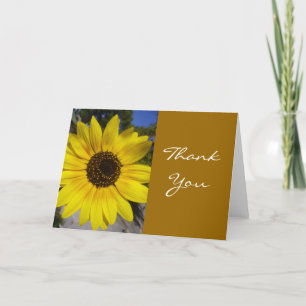 sunflower thanks gold thank you card