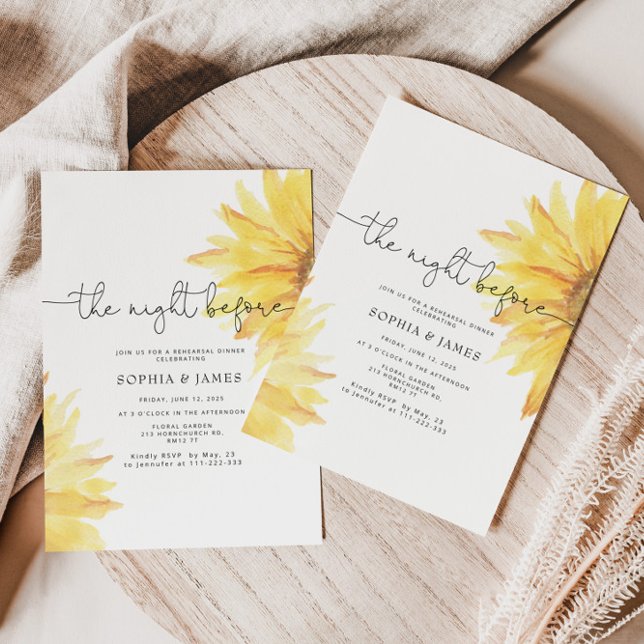 Sunflower the night before rehearsal dinner invitation (Creator Uploaded)