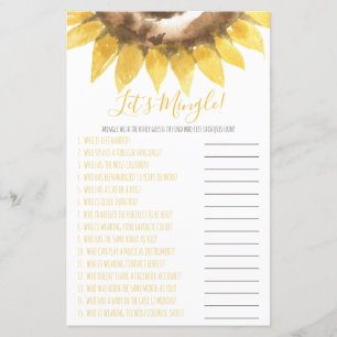 Sunflower Themed Let's Mingle Shower Game