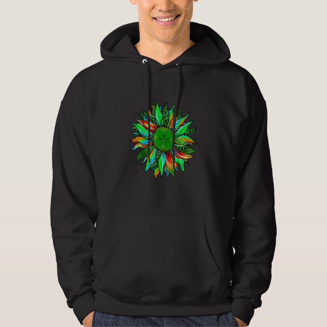 Sunflower Tie Dye Love Lucky Happy St Patricks Day Hoodie (Front)