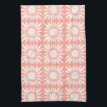 Sunflower Tile Pattern Pink White Tea Towel<br><div class="desc">Decorate your kitchen with this cool art towel. Makes a great housewarming,  birthday or wedding gift! 
You can customise it and add text too.
Check my shop for lots more colours and patterns!</div>