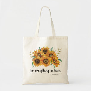 SUNFLOWER TOTE BAG WITH BIBLE VERSE