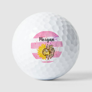 Sunflower trendy vibrant color paper art golf balls