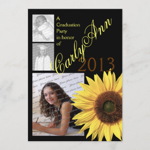 Sunflower Tri Photo Invitation