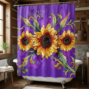 Sunflower Trio – Art Nouveau Shower Curtain