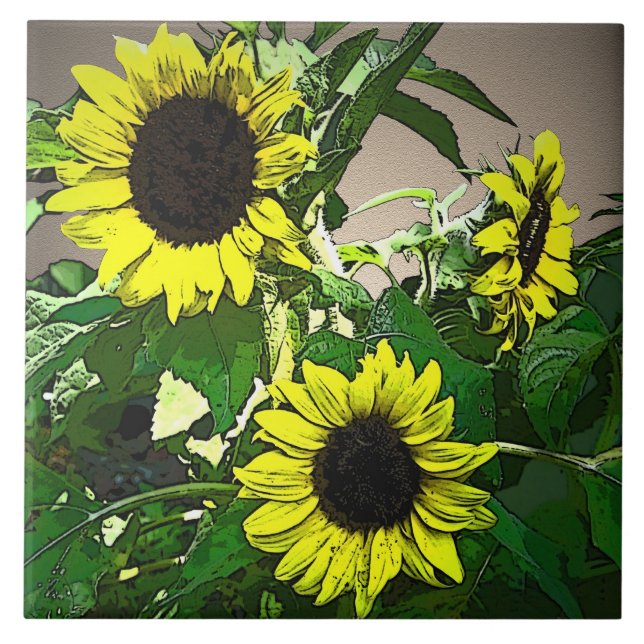 Sunflower Trio Ceramic Tile (Front)