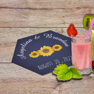 sunflower trio for weddings can cooler paper coaster