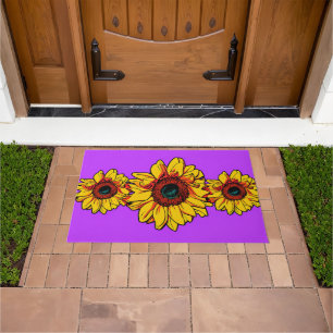 Sunflower trio - in purple -poart Doormat