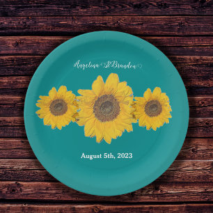 sunflower trio no3 for weddings paper plate