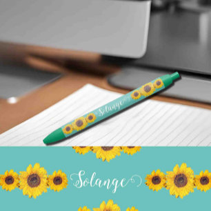 Sunflower trio no 3 -personalised black ink pen
