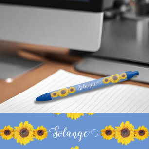 Sunflower trio no 4 -personalised black ink pen