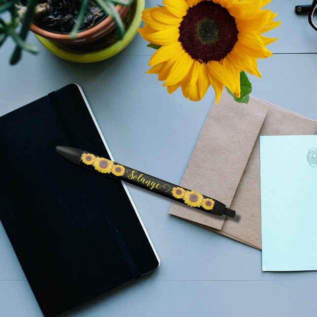 Sunflower trio -personalised black ink pen (Creator Uploaded)