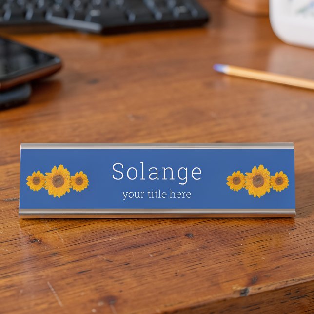 Sunflower trio -personalised   desk name plate (Creator Uploaded)