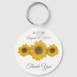 Sunflower trio - wedding favours key ring