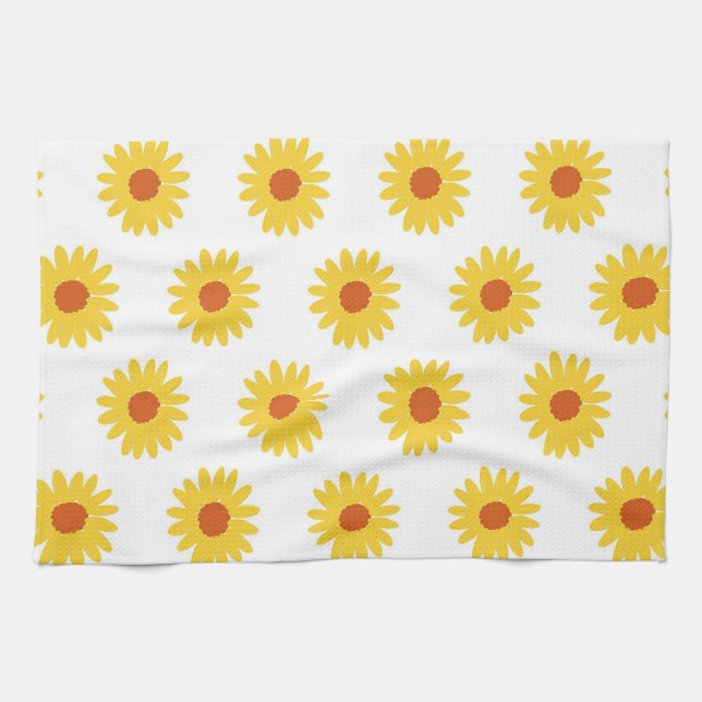 Sunflower Tropical Floral Botanical Spring Summer Tea Towel (Horizontal)