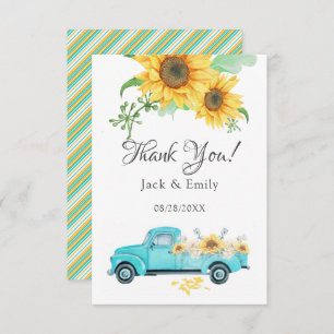 Sunflower Turquoise Vintage Truck Thank You