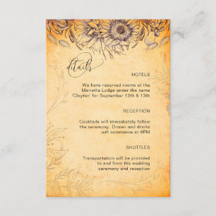 Sunflower Tuscany Autumn Texture Tracery Enclosure Card