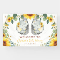 Sunflower Twin Elephant Babies Shower Backdrop