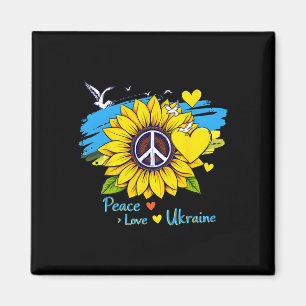 Sunflower Ukraine Flag Map Peace Love Ukraine Ukra Magnet