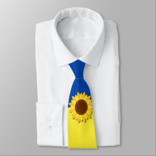 Sunflower Ukraine Flag Personalised  Tie
