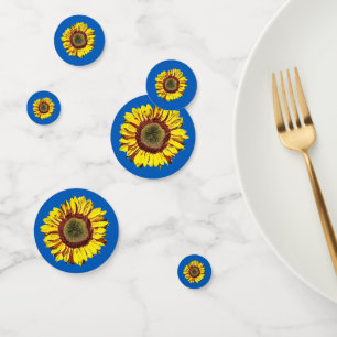Sunflower Ukraine National Symbol Blue Background Confetti