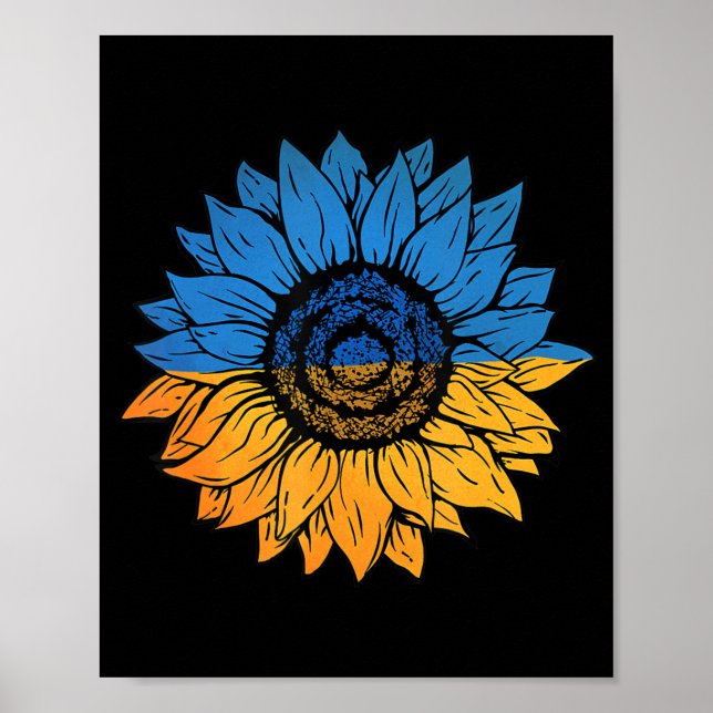 Sunflower Ukraine Ukrainian Flag Stand With Ukrain Poster (Front)