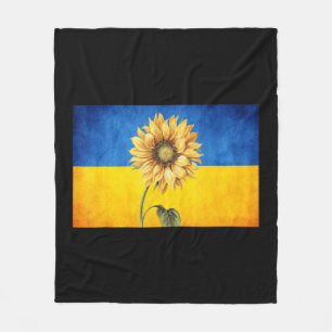 Sunflower Ukraine Ukrainian Flag Vintage Stand Wit Fleece Blanket