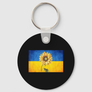 Sunflower Ukraine Ukrainian Flag Vintage Stand Wit Key Ring