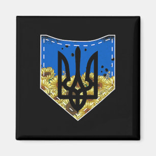 Sunflower Ukrainian Flag And Trysub Pocket Tee Flo Magnet