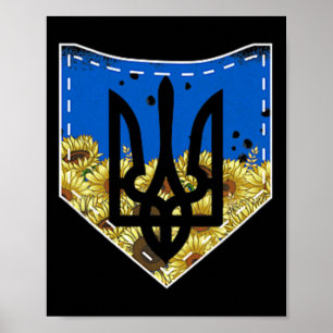 Sunflower Ukrainian Flag And Trysub Pocket Tee Flo Poster