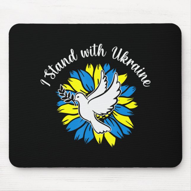 Sunflower Ukrainian Flag Dove Ukraine I Stand With Mouse Pad (Front)