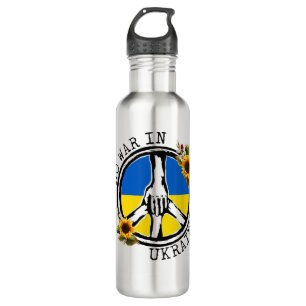 Sunflower Ukrainian Flag No War In Ukraine Ukraine 710 Ml Water Bottle