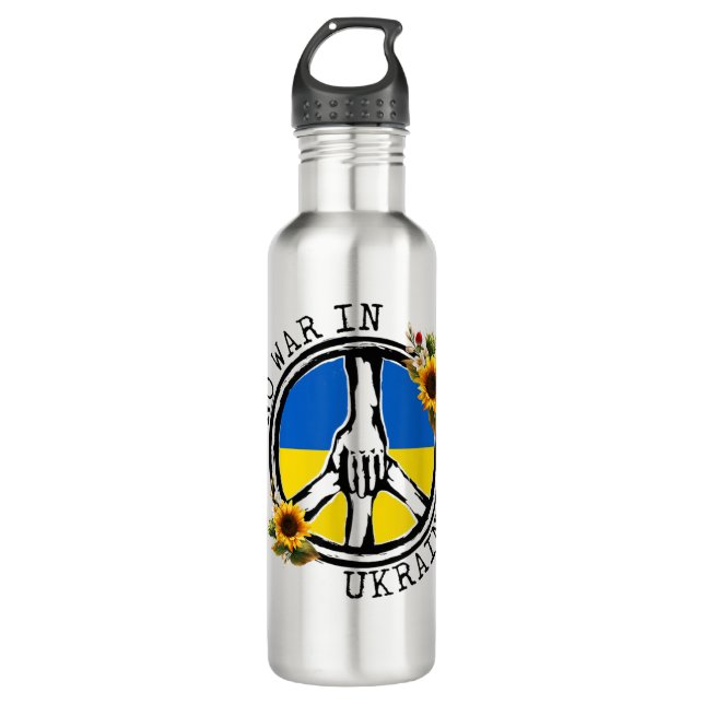 Sunflower Ukrainian Flag No War In Ukraine Ukraine 710 Ml Water Bottle (Front)