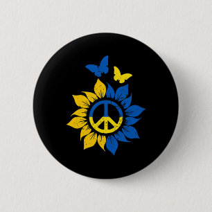 Sunflower Ukrainian Flag Vintage I Stand With Ukra 6 Cm Round Badge