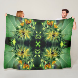 Sunflower Unfolding Abstract Fleece Blanket