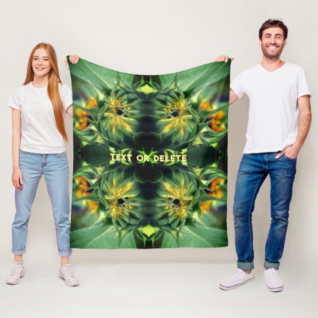 Sunflower Unfolding Abstract Personalised Fleece Blanket (In Situ)