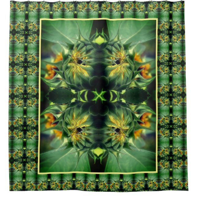 Sunflower Unfolding Abstract Shower Curtain (Front)