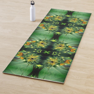 Sunflower Unfolding Abstract Yoga Mat
