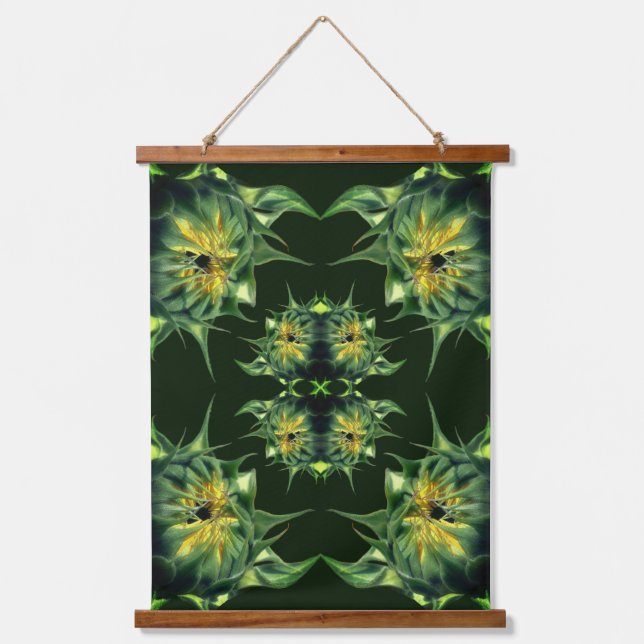 Sunflower Unfolding Floral Abstract Hanging Tapestry (Front)