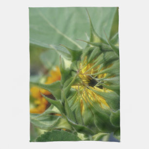 Sunflower Unfolding Floral   Tea Towel