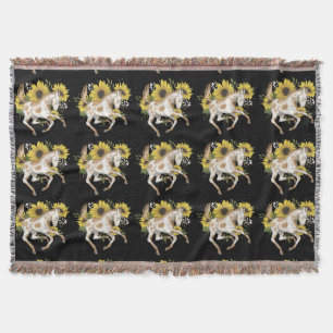 Sunflower Unicorn Throw Blanket